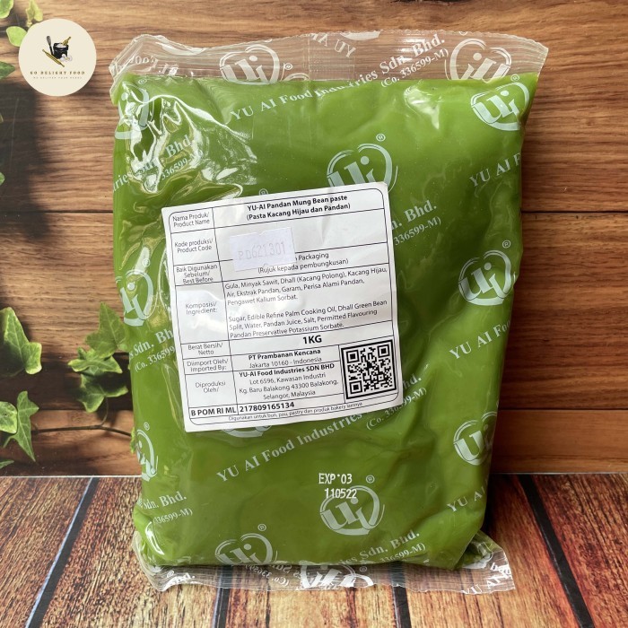 

Yu Ai Pandan Mung Bean Paste / Pasta Pandan Kacang Hijau -1KG