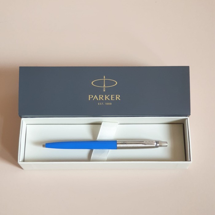 

Ready Pulpen Parker Jotter Ballpoint SPC Biru Crome Trim ( Klip silver )