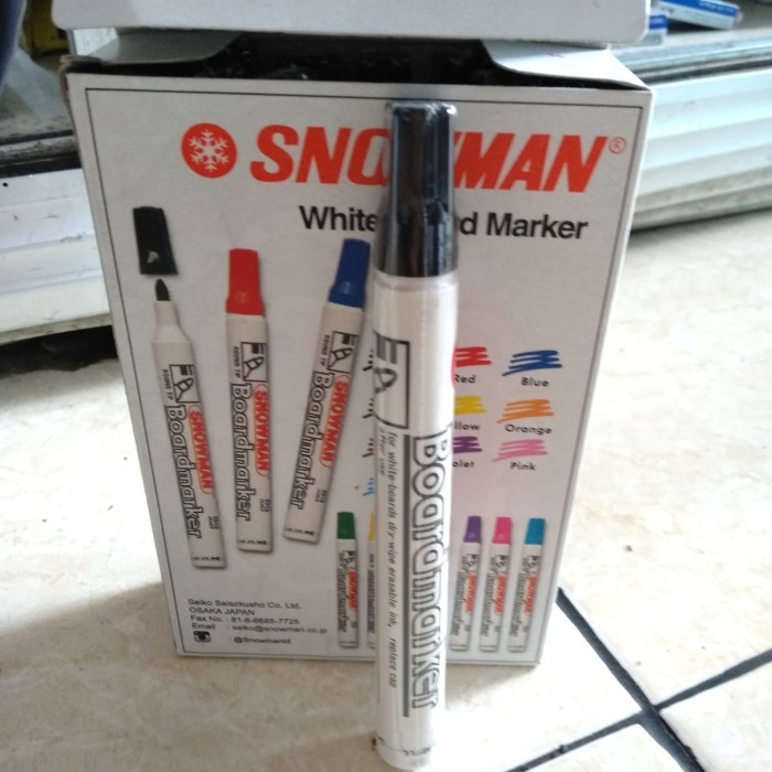 

Ready Spidol Snowman white board warna hitam isi 12