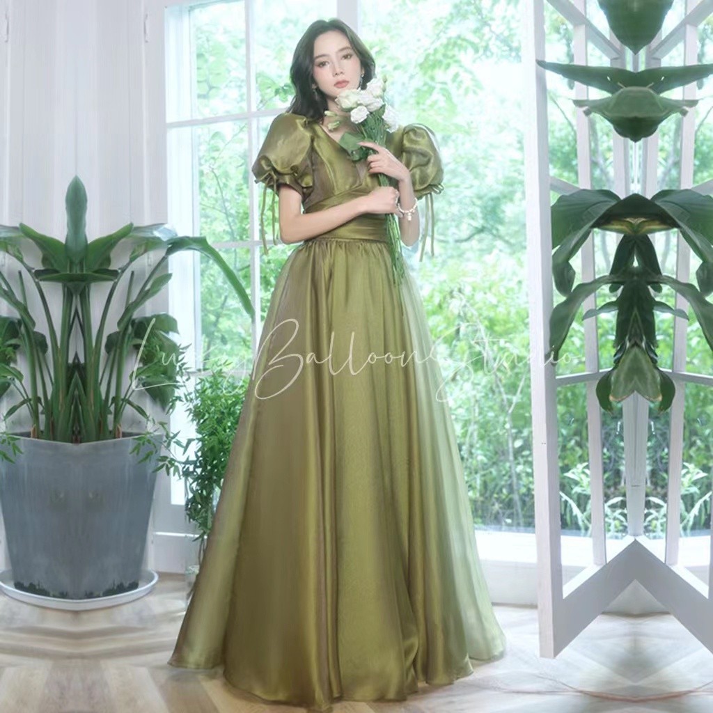 Ukuran yang dapat disesuaikan Olive Green Evening Gaun Gaun Banquet Formal Malam Gaun Hign-End Gaun 