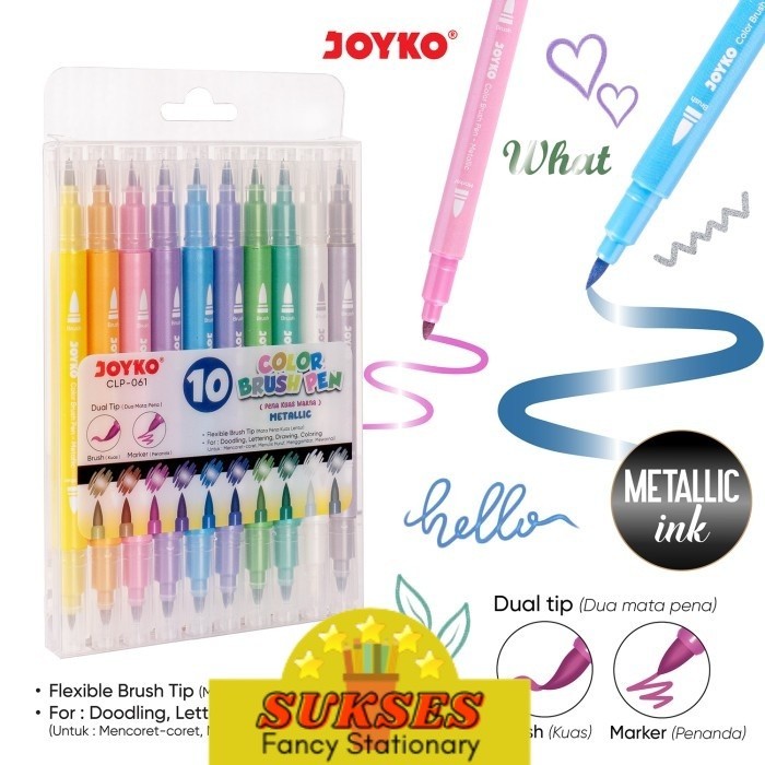 

Ba Color Brush Pen Pena Kuas Warna Joyko Clp-061 Metallic Dual Tip