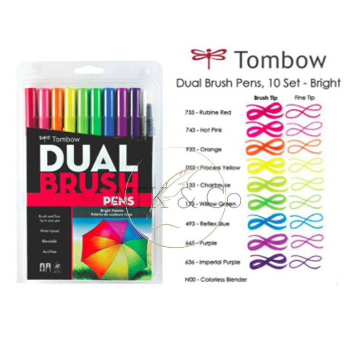 

Ba Tombow Dual Brush Pen Set 10 - Bright Palette