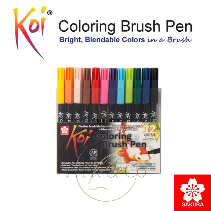 

Ba Sakura Koi Brush Pen Set 12 - Sakura Koi Coloring Brush Pen Set 12