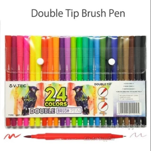 

Ba V-Tec Double Brush Pen 24 Warna Colors Vtec Dbp-1124 Dual Duo Tip