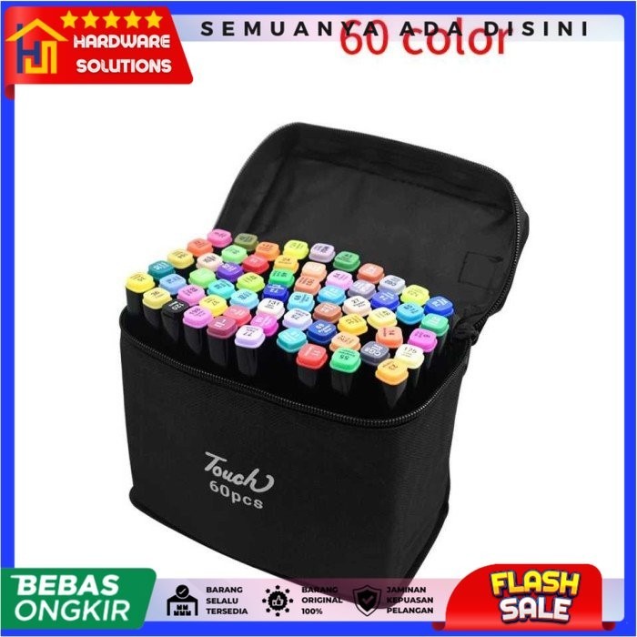 

Ba Spidol Dual Side Fine Art Brush Pen Art Marker Set 60 Color - Hl270