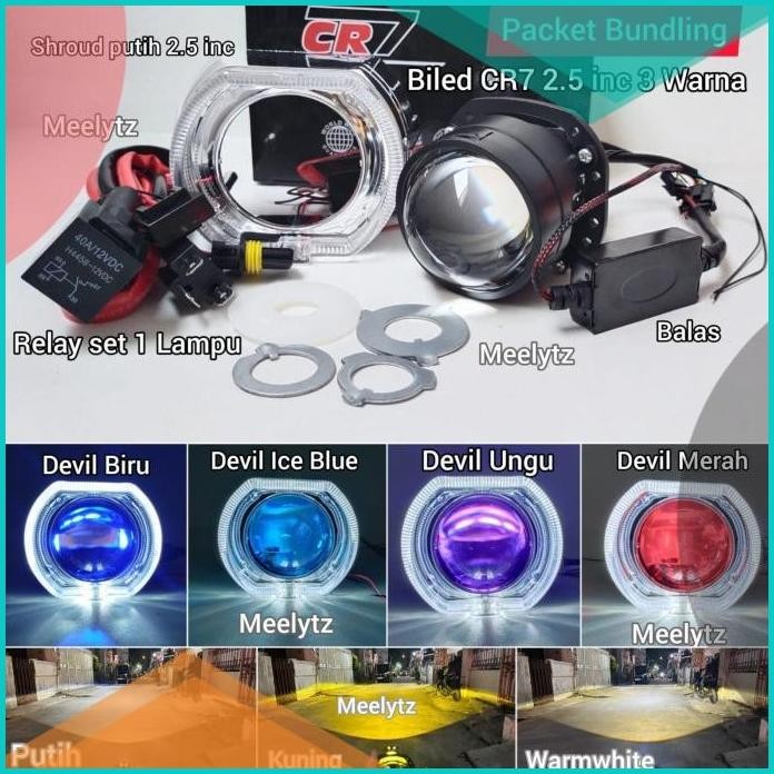 Packet Bundling BILED CR7 2.5 INC  3 Warna shroud putih kabel relay 1