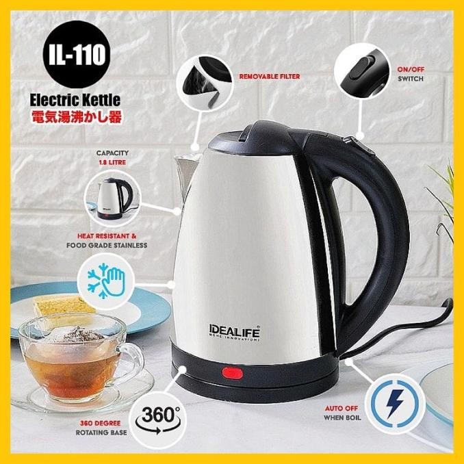 Baru Teko Listrik Stainless Otomatis - Teko Listrik Low Watt 1.8L Idealife