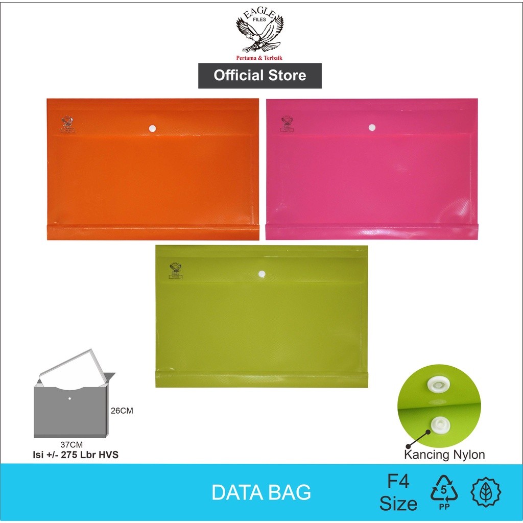 

Map Plastik Kancing F4 EAGLEFiles Opaque Punggung Data Bag Horizontal E 248 N