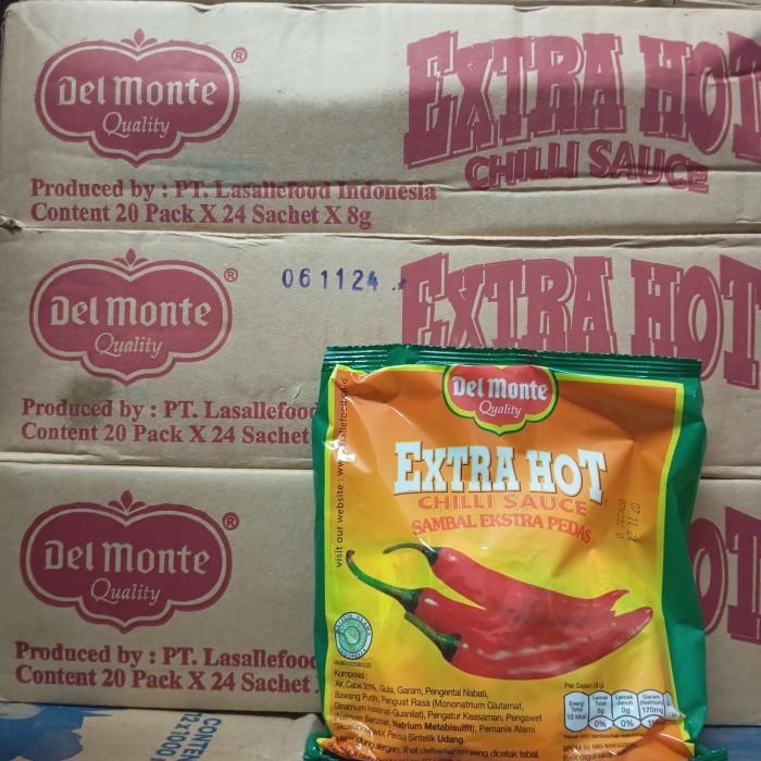 

Dijual!!! Saus Sachet Delmonte Extra Hot / Chilli Sauce Delmonte (1Karton)