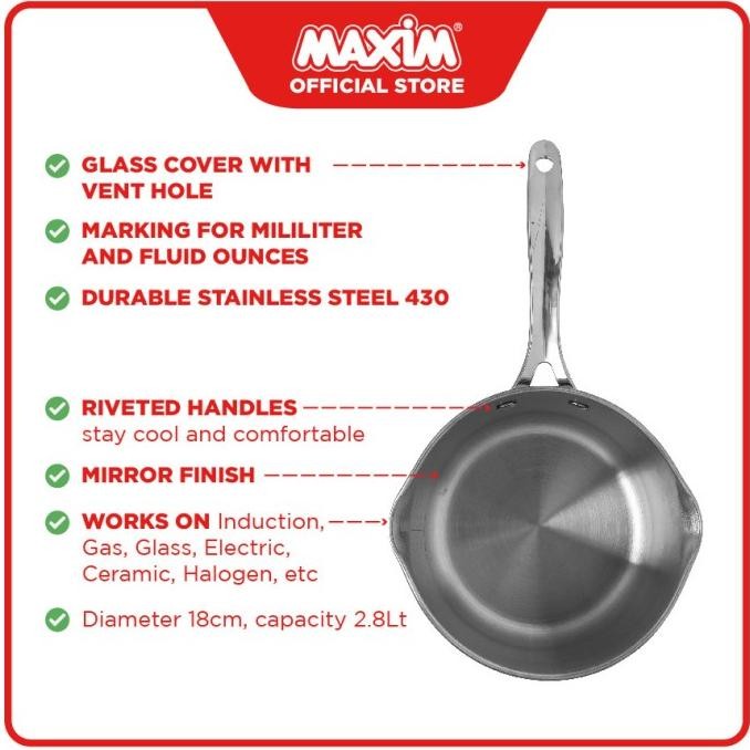 Maxim Chef Select - Panci 18Cm Stainless Steel