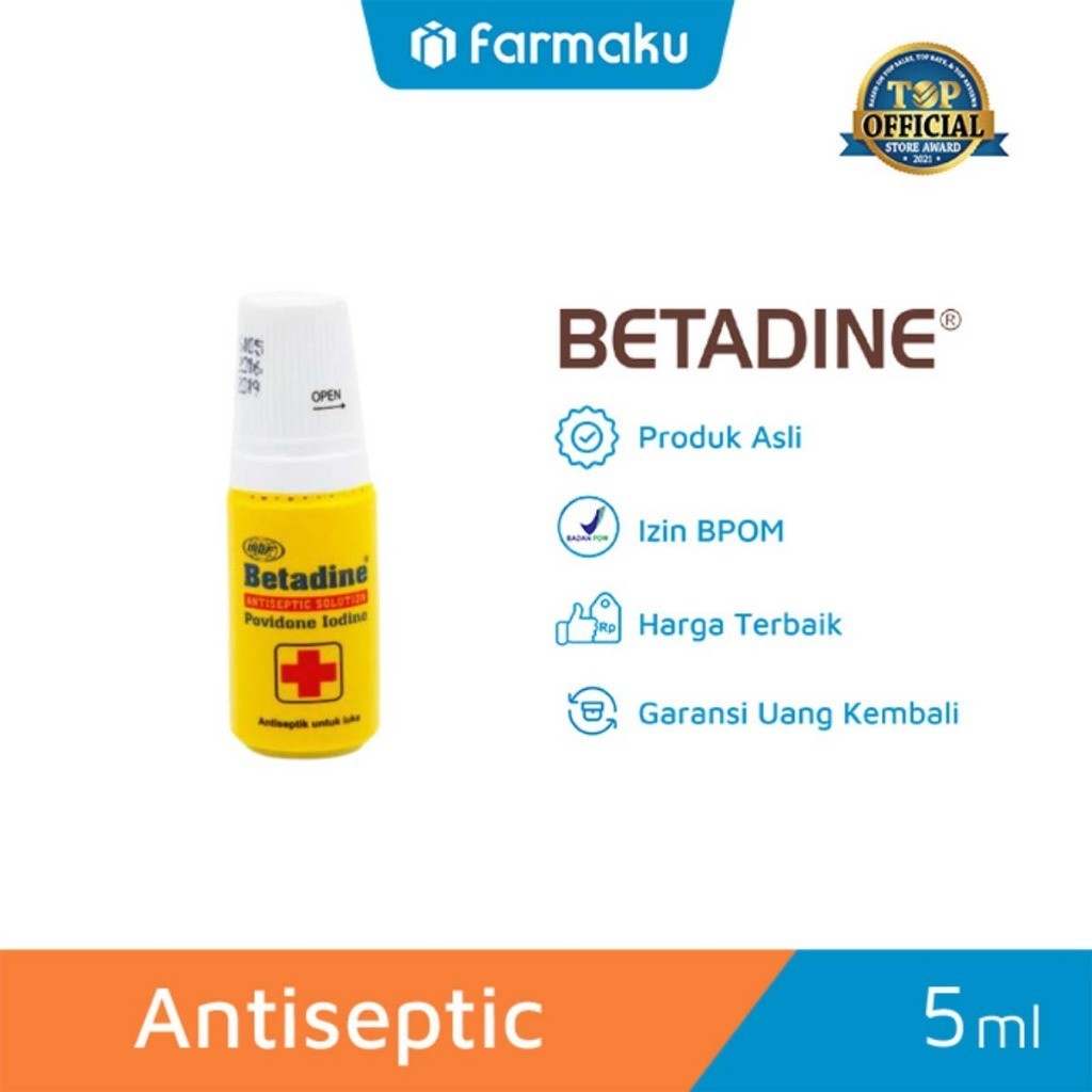 Betadine Antiseptic Solution 5 ml - Obat Luka untuk Cegah Infeksi