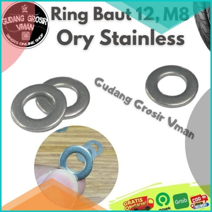 Ring Stainless M8 Baut 12 Baut Kunci 10 Ring Plat 8mm Anti Karat Stai