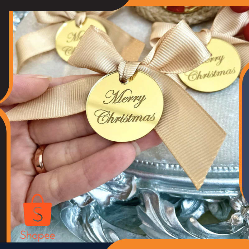 

Murah Akrilik Tag Mirror Christmas Natal Hampers Tag Label Acrylic - rosegold Keren