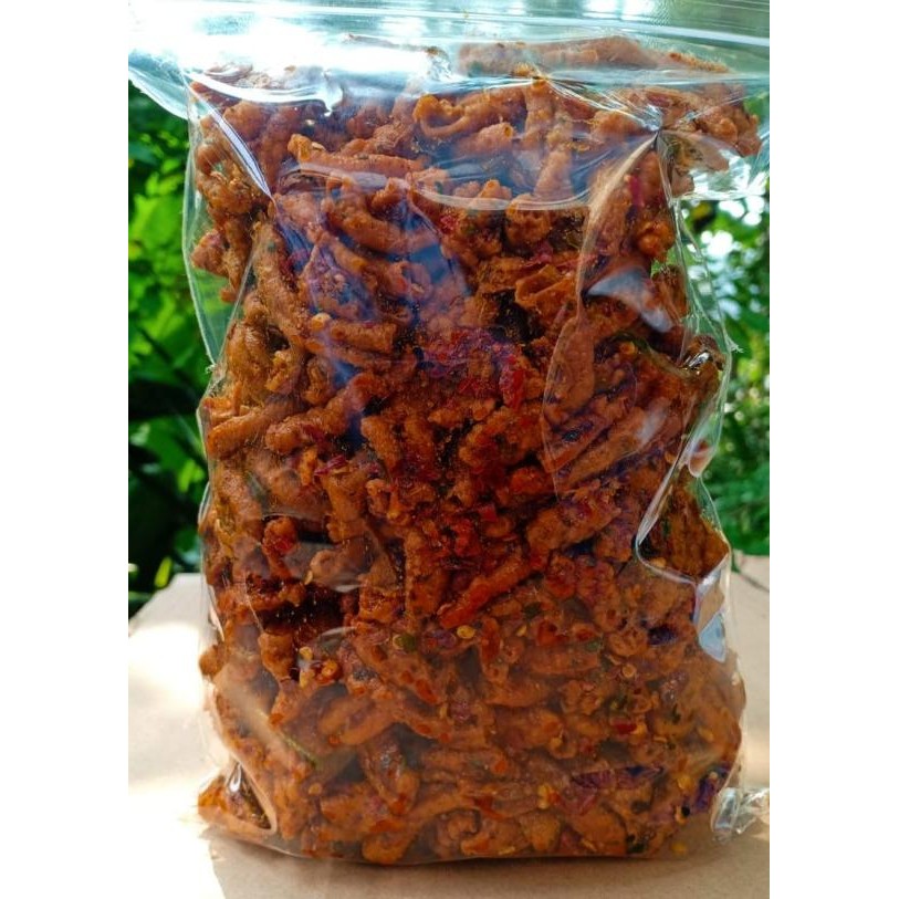 

Keripik Usus Ayam Crispy 1Kg Pedas Daun Jeruk &