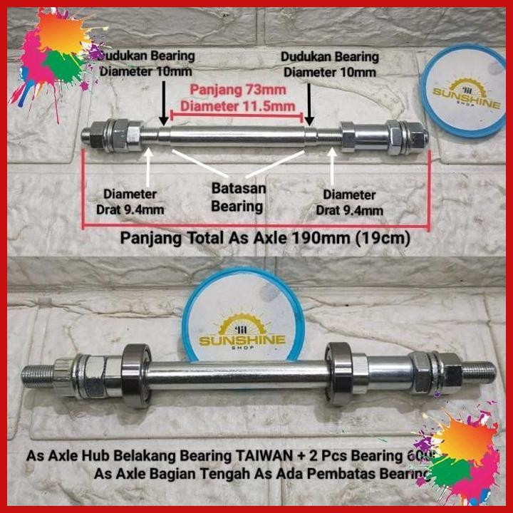 (LIL) AS AXLE HUB RODA BELAKANG SEPEDA MTB GIR MULTI SPEED PLUS BEARING 6000