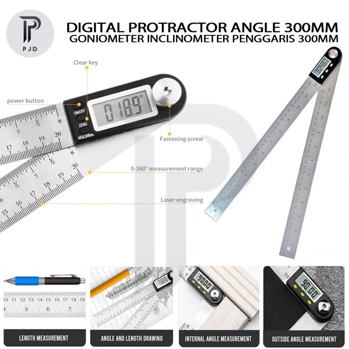 

Digital Protractor Angle Ruler Goniometer Inclinometer Penggaris 300mm