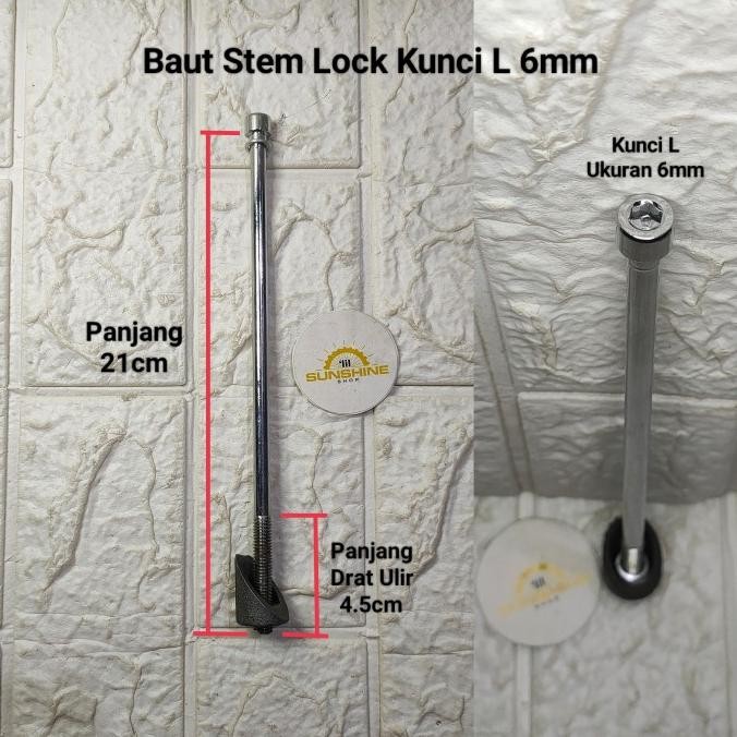 (LIL) STEM LOCK BAUT PANJANG PENGUNCI TIANG STANG MODEL KUNCI L SEPEDA MINI