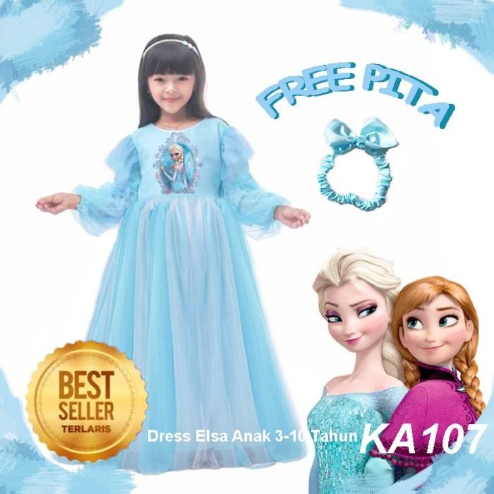 Gaun Dress Baju Elsa Frozen Anak 3Thn 10Thn Kostume Elsa Anna Newka107