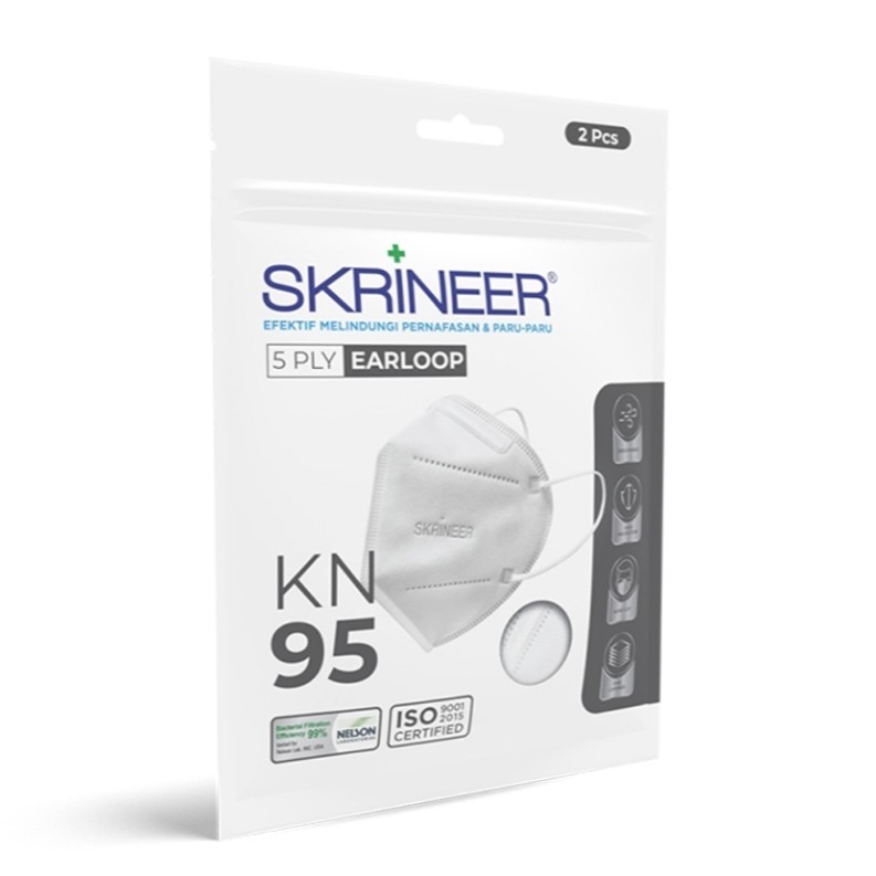 SKRINEER Masker KN95 5 ply Earloop Putih 5 s