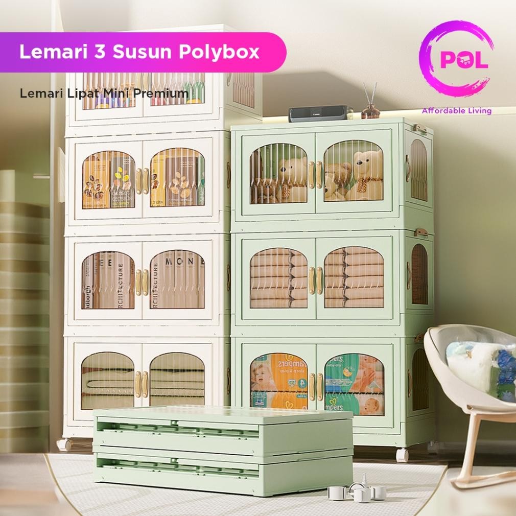 Lemari Pakaian Roda 3 Susun | Lemari Bayi Plastik | Rak Penyimpanan Serbaguna