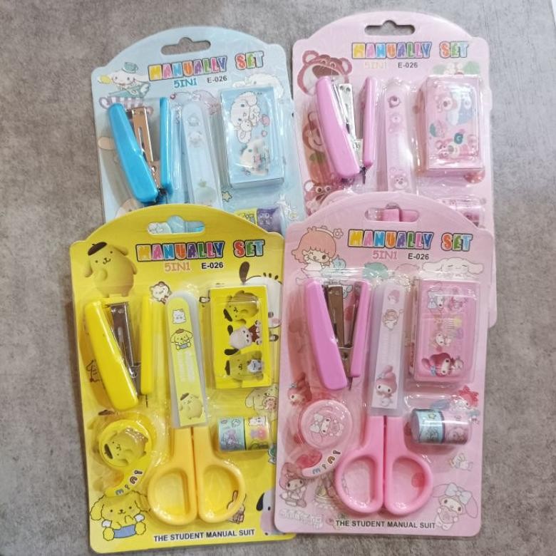 

fs-6 KIANDAA 5in1 stationery set atk sanrio lotso lucu gunting hekter washitape melody cinnamoroll Termurah