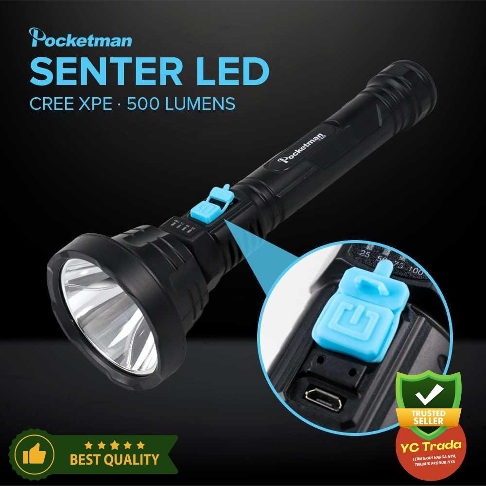 

High Quality Pocketman Senter LED Waterproof USB Cree XPE 500 Lumens - L-826