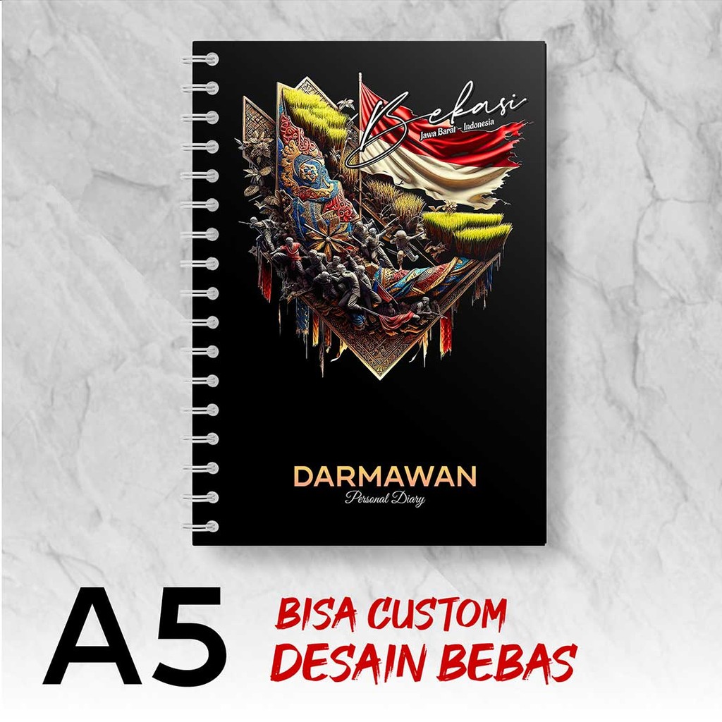 

Blocknote A5 Notebook Custom BEKASI - JAWA BARAT Desain Bebas - Spiral Kawat - BEKS1X3