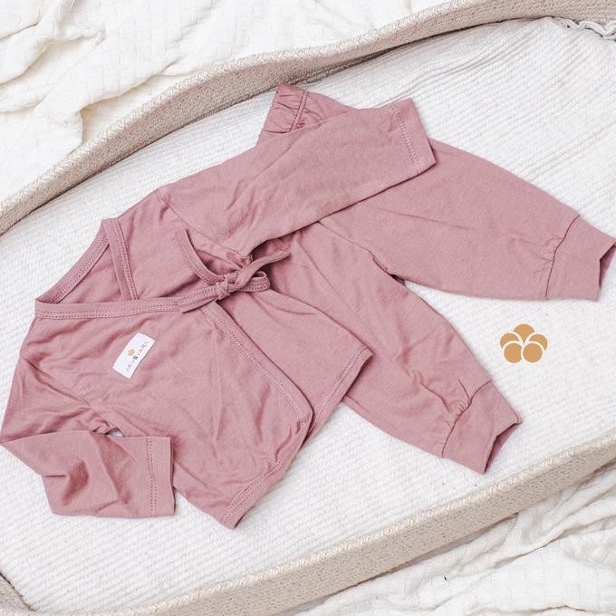 Baru | Akusvara - Newborn Kimono In Pink Tencel, Baju Bayi Baru Lahir Nyaman