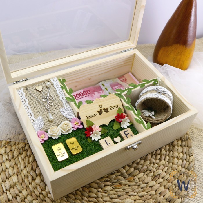 Tempat Perhiasan Emas Lengkap Untuk Mahar Seserahan Tutup Akrilik