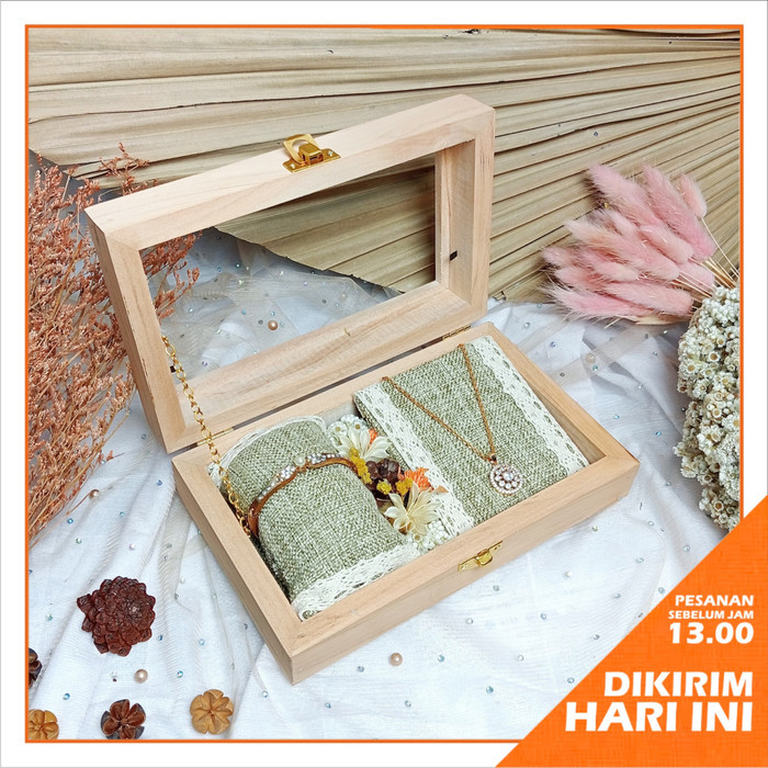 Kotak Kayu Rustic Tempat Gelang Kalung Untuk Seserahan Pernikahan