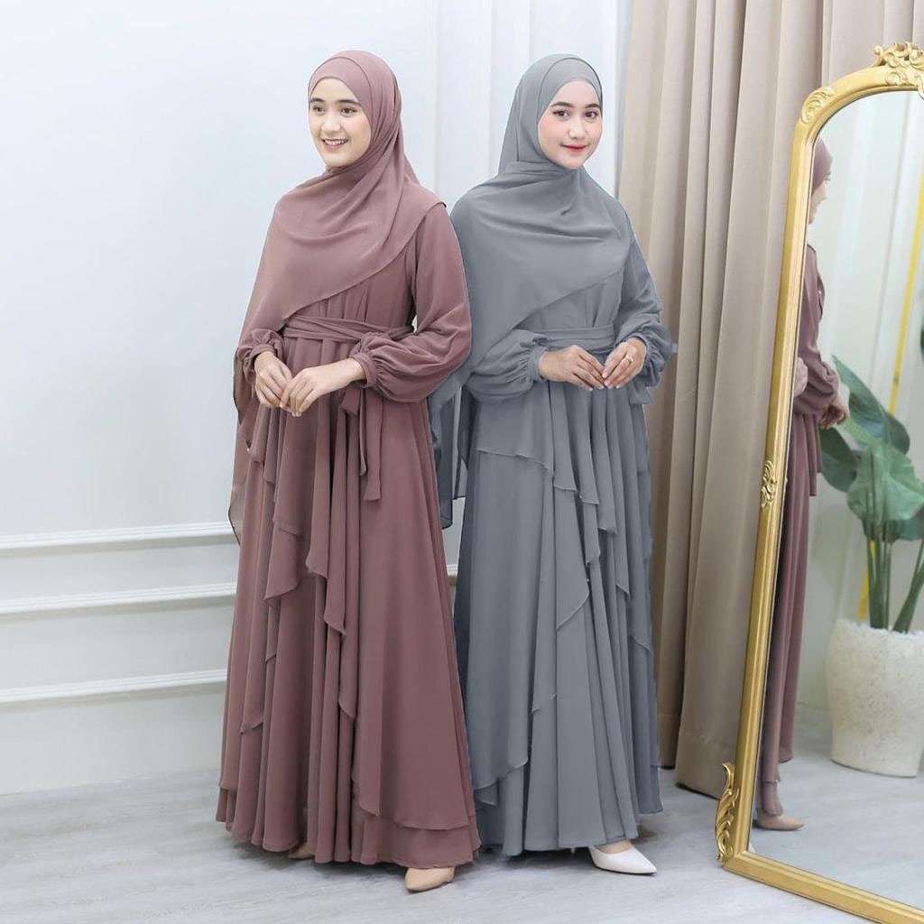 Gsmis Pesta Kondangan Gamus Muslim Polos Baju Gamis Perempuan Ghamis Wanita Idul Fitri Ibu Ibu Gamis