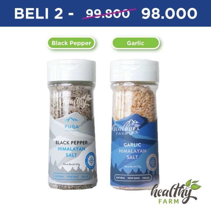 

Pura Himayalan Salt Non Gmo Garlic Pepper/Garam Himalaya Natural Sehat - Adelineez