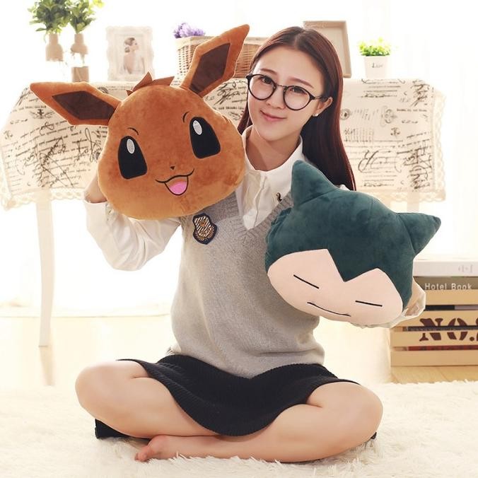 Boneka Pokemon Pikachu Snorlax Eevee Psyduck Warmer Plush doll Import HAT