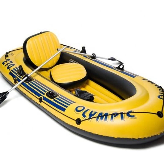 Perahu Karet 4 Orang Portable Pompa Kayak Dayung Rafting Mancing