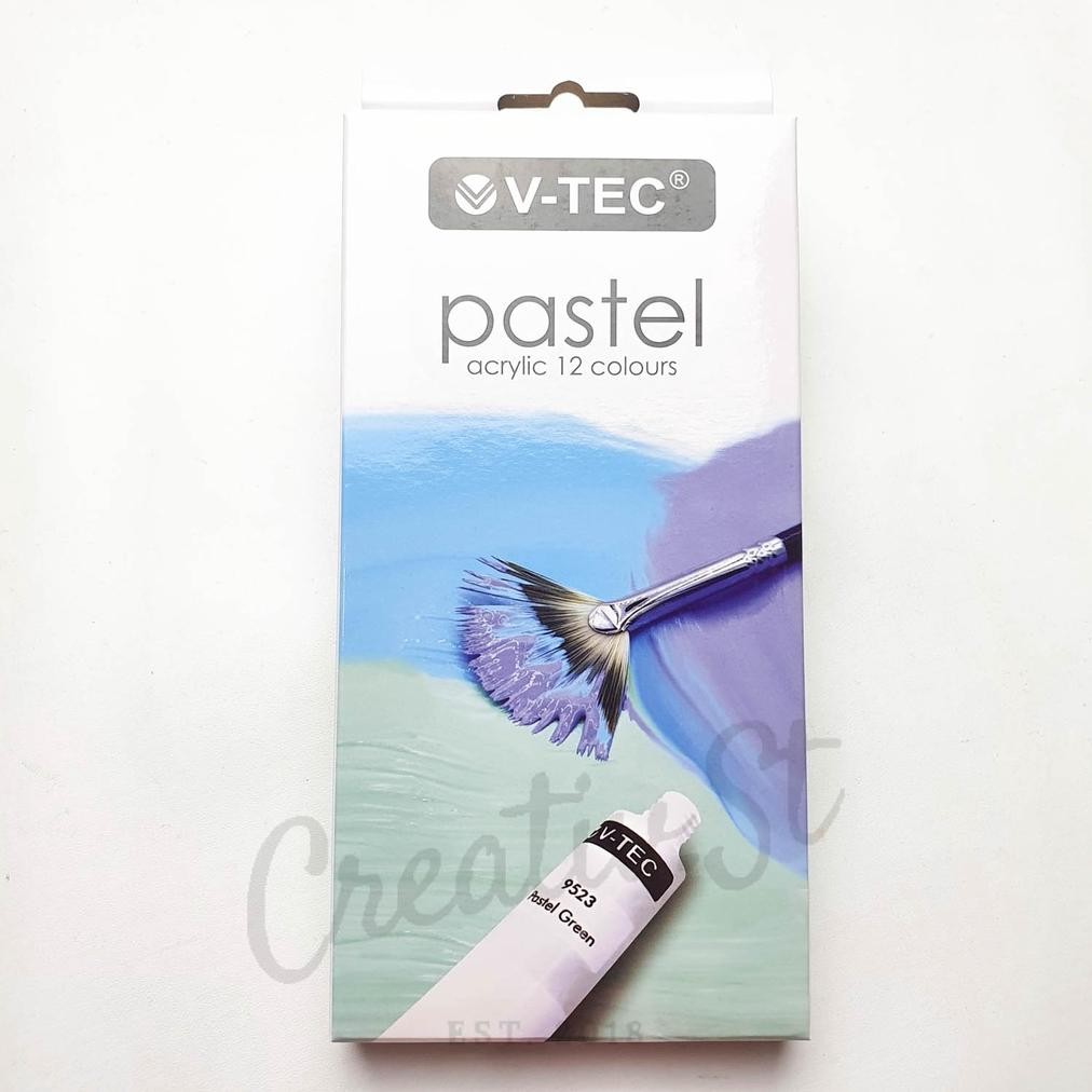 

rf-45 V-Tec Vtec Cat Acrylic 12 Warna Pastel Cat Akrilik Vtec Set Paint Viral