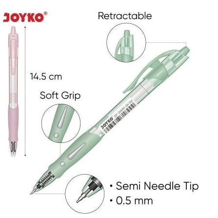 

Bisa COD (12Pcs) Pulpen Pen Cetek Pastel Joyko GP-265AN Q4 / Pena Q-GEL Pastel 0.5mm Viral