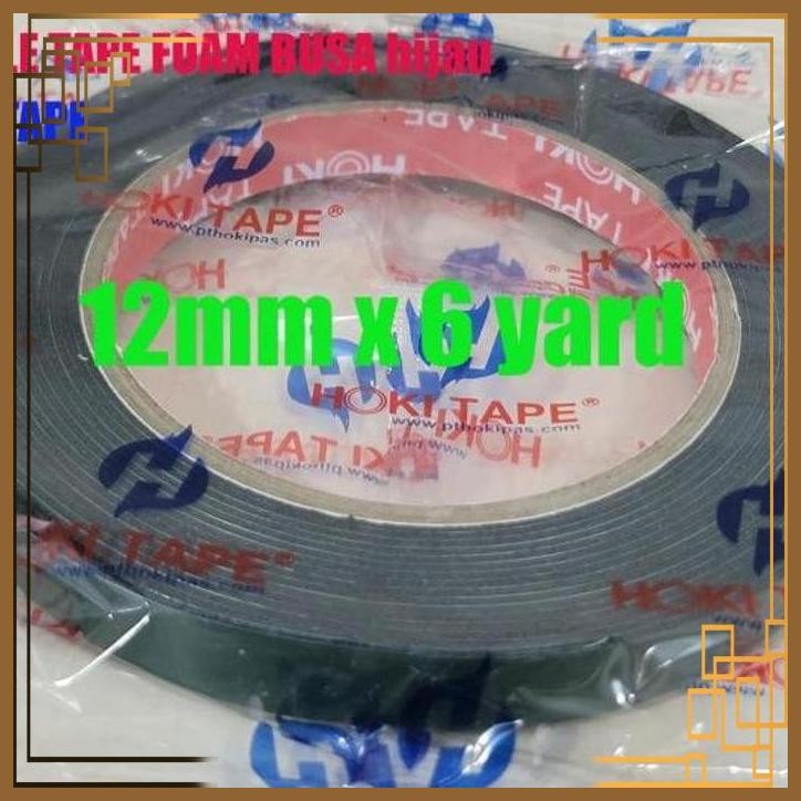 

[WGL] DOUBLE TAPE FOAM BUSA HIJAU 12mm x 6 yard HOKI TAPE lakban selotip