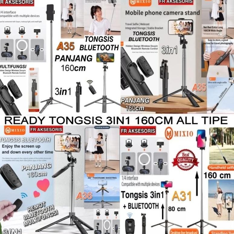 Lij-56 Tongsis Bluetooth Mixio Tongsis Panjang 160Cm / 80Cm Tripod 3In1 Bt Termurah
