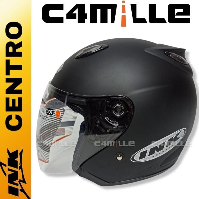 Helm INK Centro Black dop hitam dof