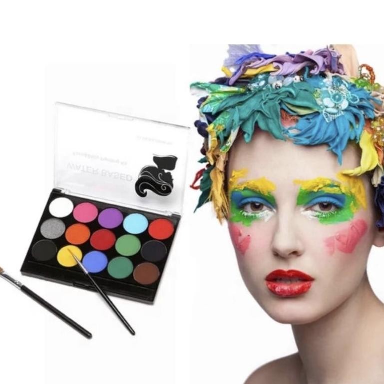 

Body Art 15 Colour Set +2 Brush / Face Painting / Body Stok Baru