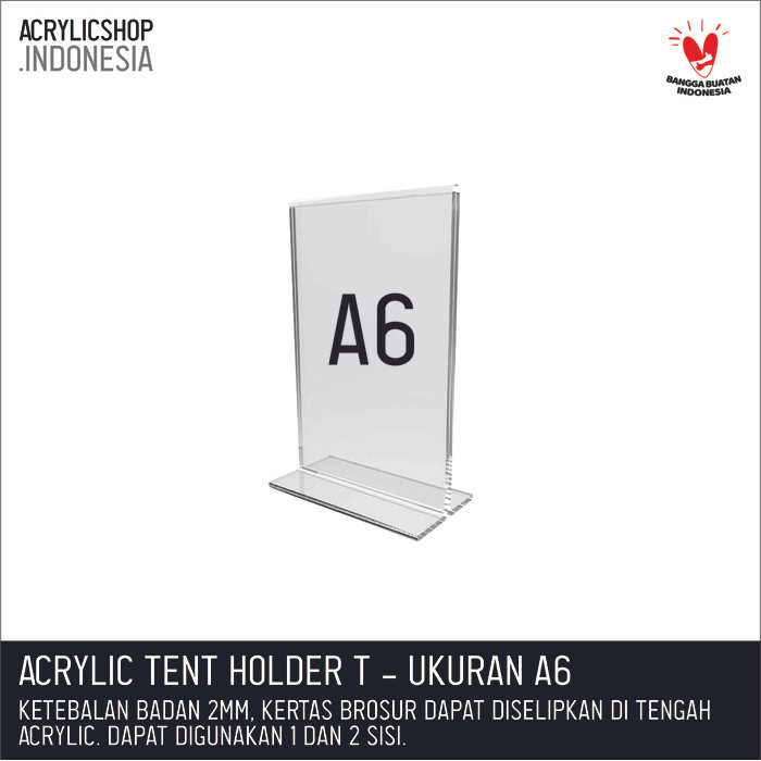 

Terlaris Akrilik Tempat Brosur A6/Acrylic Tent Card Holder Stand 2sisi A6 TypeT Elegan