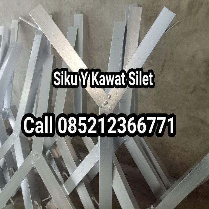 Tiang Besi Siku Y Dudukan Kawat Silet Ready