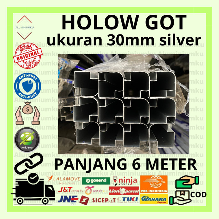 Hollow Got 30Mm Aluminium Panjang 6 Meter -Silver High Quality