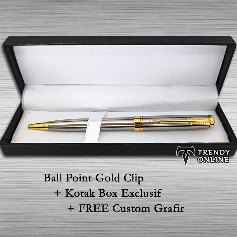 

An85 Pulpen Model Parker Sonnet Stainless Steel Klip Emas FREE Grafir Nama dan Box Exclusif Termurah