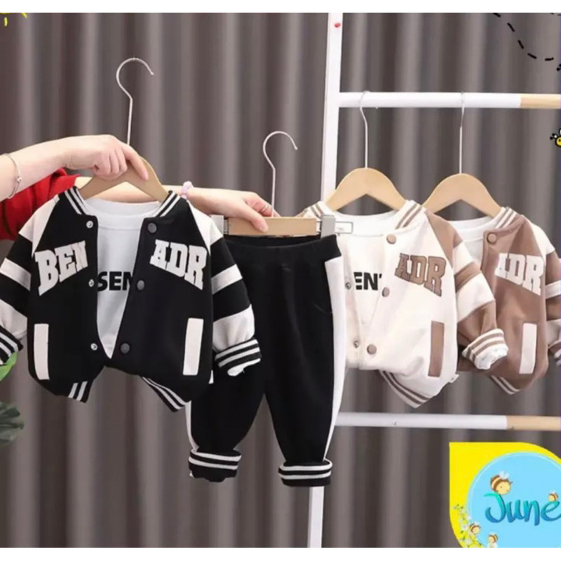Setelan Anak Laki2 Wanset Kids Kekinian Korean Style Atasan Bawahan Cowok t Oneset Tanggung Umur 3-1
