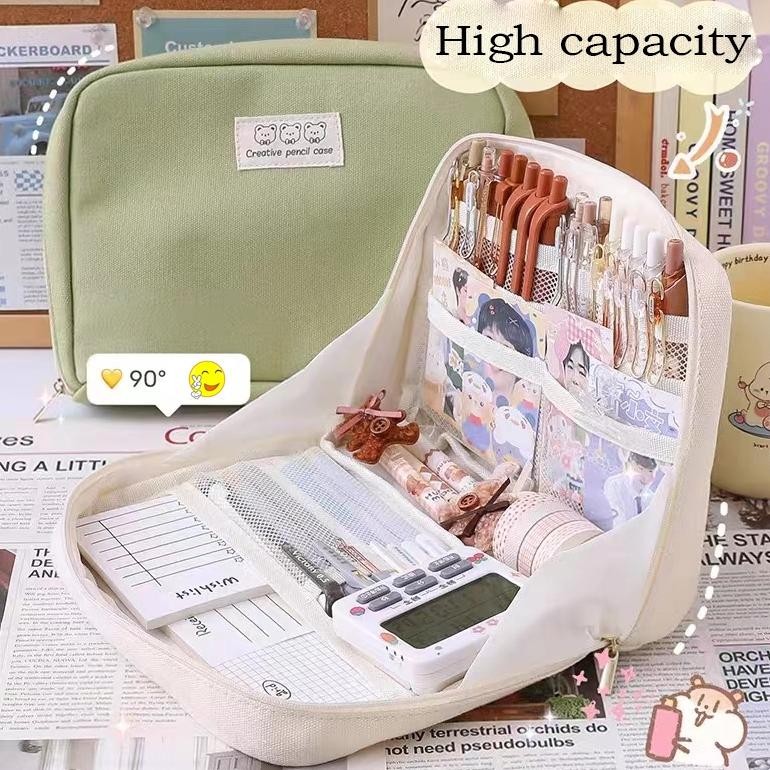 

rt-69 8-Layer Super Large Capacity Pencil Case Kawaii Canvas Pencil Box Pen Pouch Organizer for Girls Back to School Stationery Supplies Original