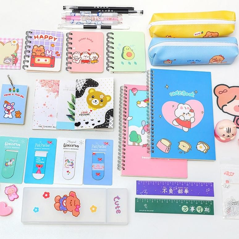 

fx-23 Paket Alat Tulis Pulpen Stiker Memo Tempel Penghapus Pensil Buku Penggaris Rautan Stationery Set Termurah