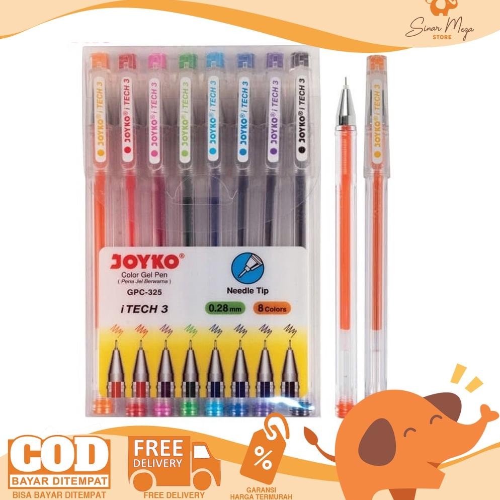 

u-45 Joyko Color Gel Pen GPC-325 iTech 3 1 Set (Isi 8) Warna 0.28 mm /Pulpen Pena Warna Murah Berkualitas Murah