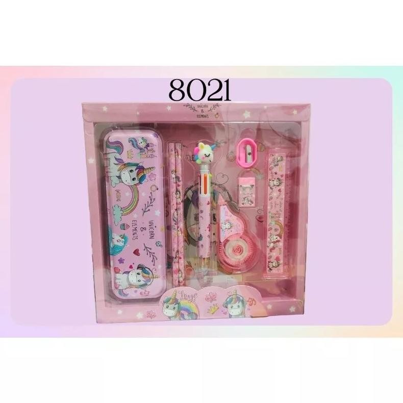 

gd-5 8021 Set alat tulis souvenir ultah isi 8 pcs ada type-x & pen cetek Termurah