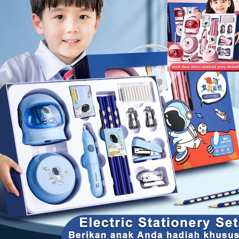 

u-45 Electric Stationery Set / Set Alat Tulis Elektrik Rautan Penghapus Vacuum Pensil 11 in 1/Set Alat Tulis Elektrik Original